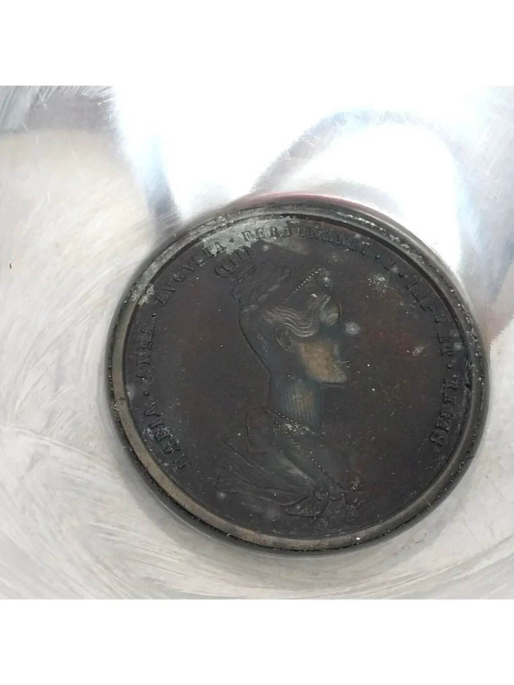 Maria Anna Augusta & Ferdinand Coronation Medallion Crest 1836 Trinket Dish